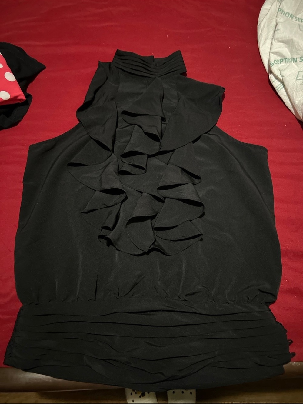Women’s Black Ruffle Neck Sleeveless Top Size M